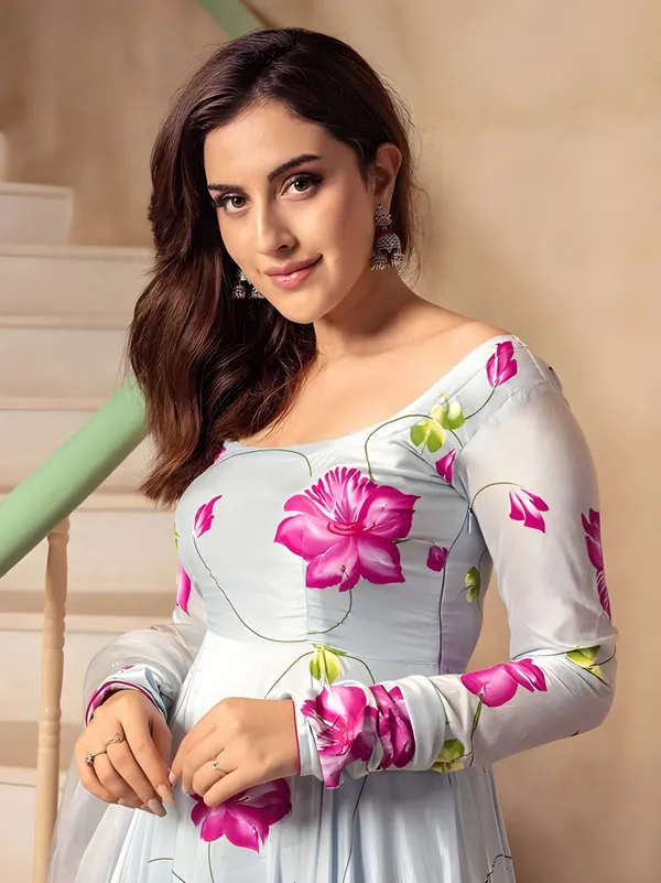 Sky_Blue_Digital_Printed_Flared_Kurti_with_Attached_Dupatta
